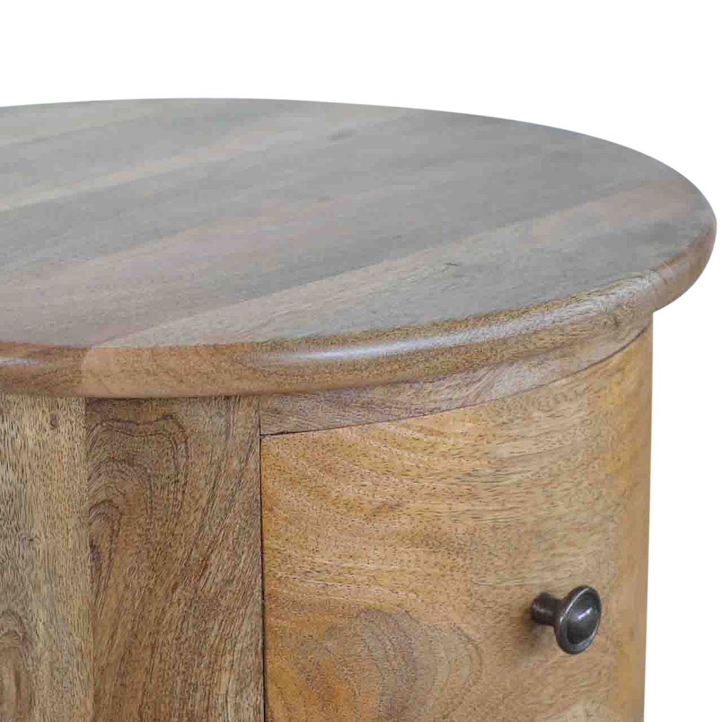 Artisan Furniture 3 Drawer Drum Chest – Handcrafted Solid Fruitwood Chest of Drawers, Brown