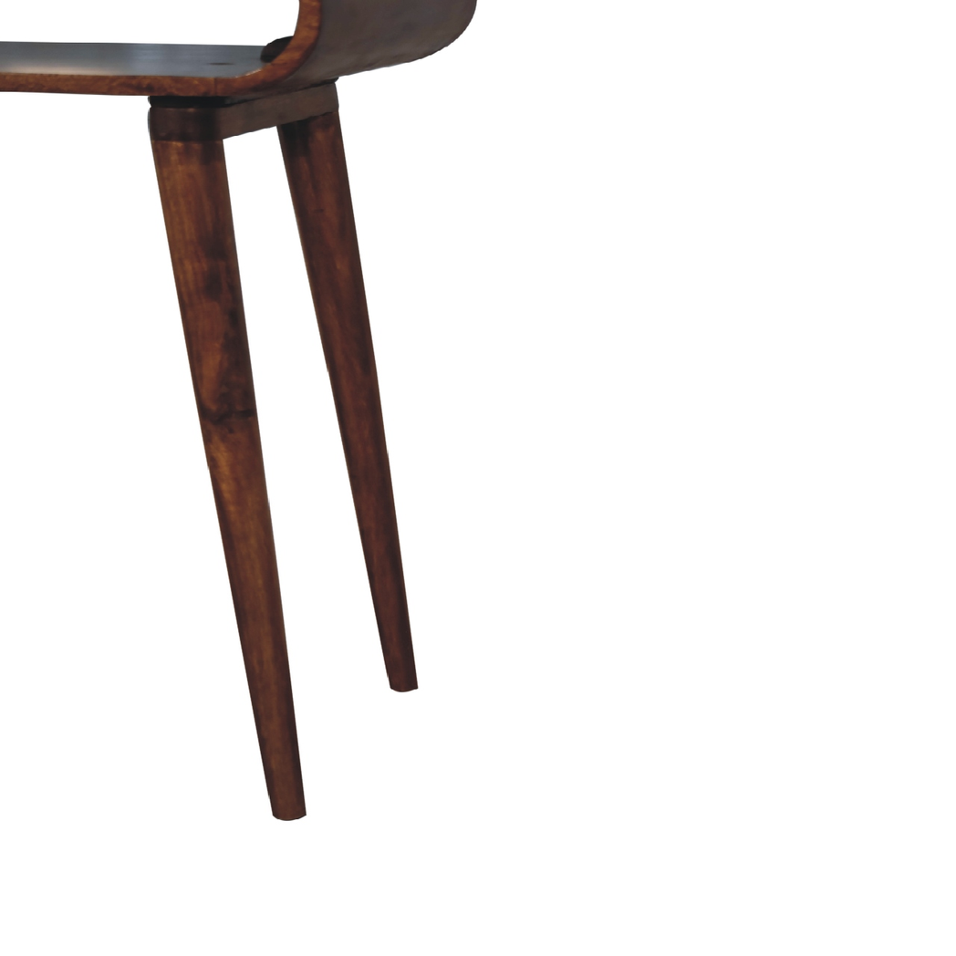 Artisan Furniture Solid Wood Amaya Nordic Open Console Table with 1 Shelf – Round Edges, Dark Brown