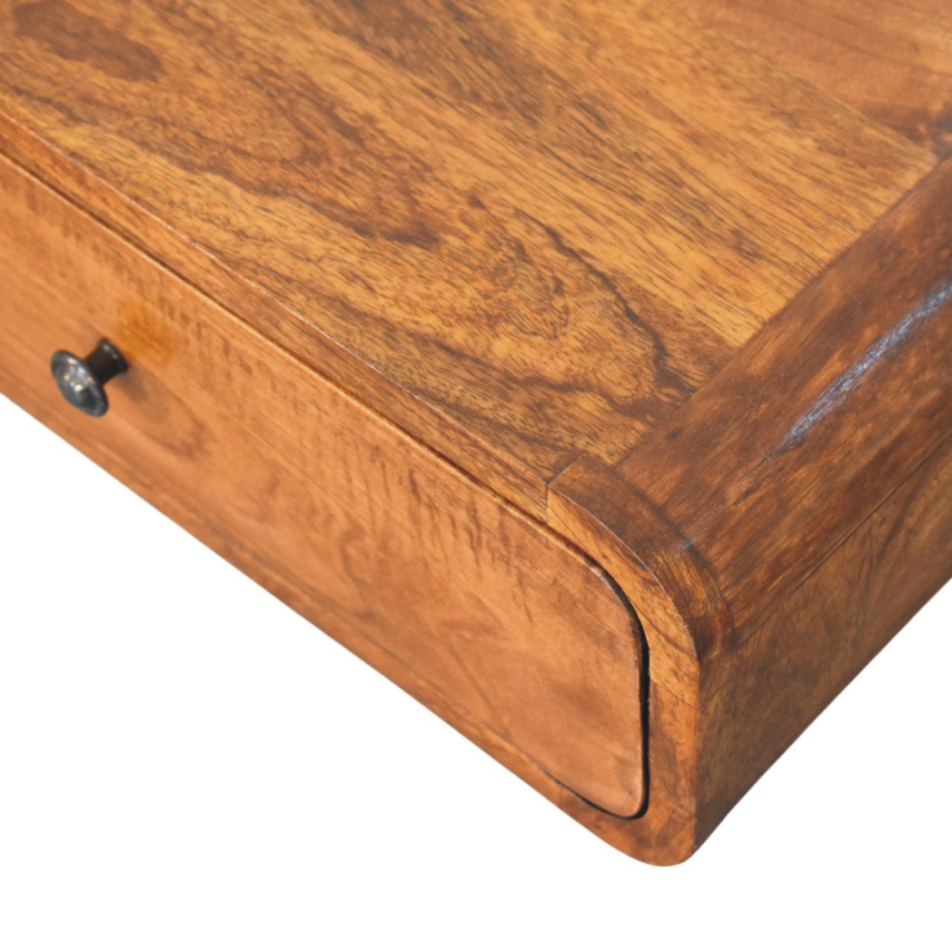 Artisan Avora Wall-Mounted Solid Wood Nightstand with Drawer – Floating Bedside Table, Honey Caramel