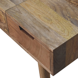 Artisan Furniture Solid Wood Dressing Table with Foldable Mirror & Drawers – Nordic Style, Oak-ish Finish, Beige