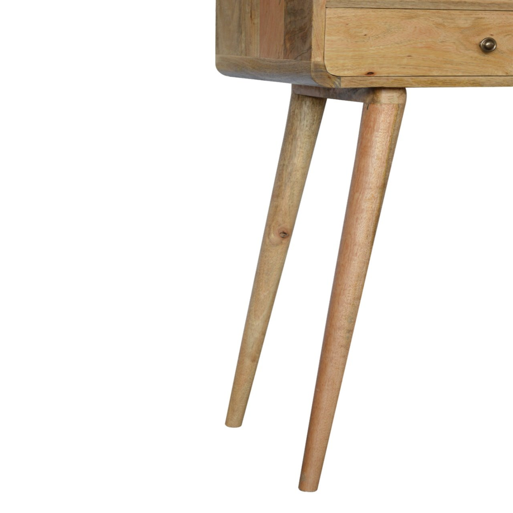 Artisan Furniture Solid Wood Curved Console Table with 2 Drawers & 1 Open Slot – Oak-ish, Beige