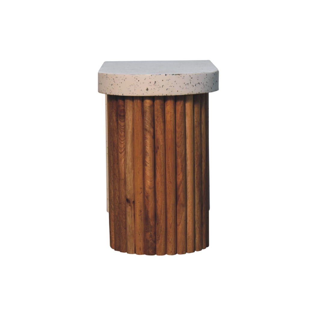 Artisan Furniture Solid Wood Serenity Coffee Table with White Terrazzo Top – Living Room Centrepiece, Brown & Grey