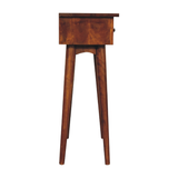 Artisan Mini Solid Wood Hallway Console Table with 2 Drawers – Narrow Entryway Storage, Dark Chestnut