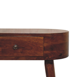 Artisan Furniture Solid Wood Mini Albion Console Table with Small Drawer – Compact Design, Chestnut Brown