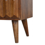 Artisan Furniture Solid Wood Chestnut Prism Sliding Media Unit, Open Slot & Sliding Door – Dark Brown