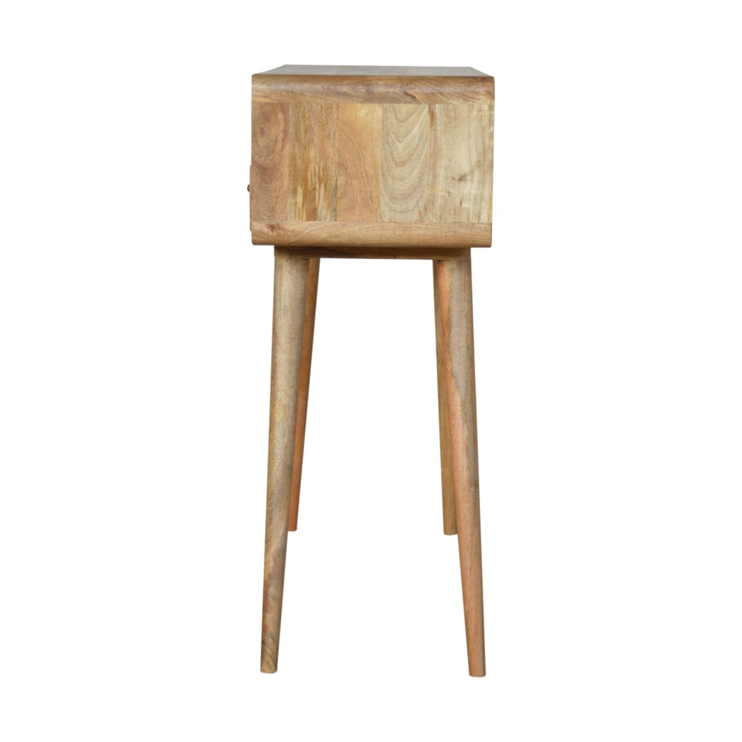 Artisan Furniture Solid Wood Curved Console Table with 2 Drawers & 1 Open Slot – Oak-ish, Beige