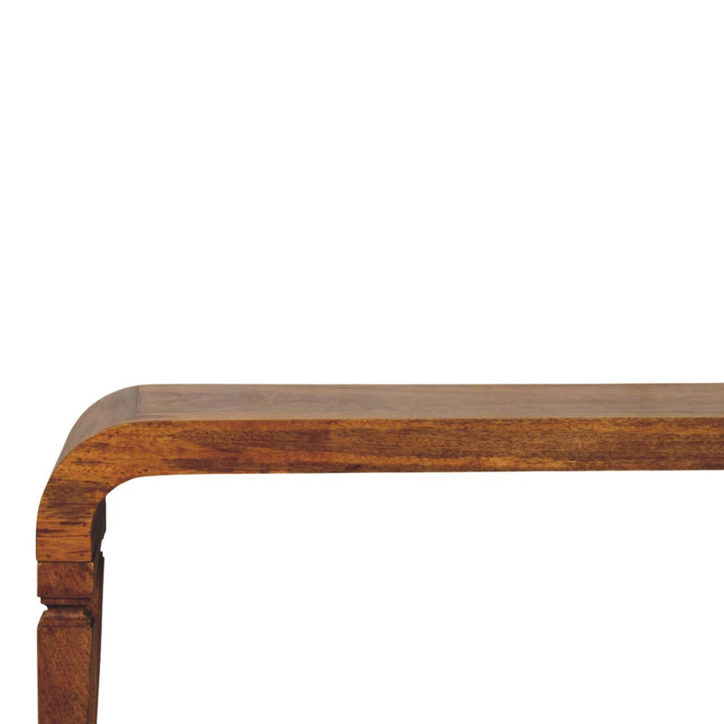 Artisan Furniture Solid Wood Arcus Coffee Table – Handcrafted Mango Wood, Amber Oak Finish, Beige