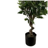 110cm Artificial Evergreen Ficus Tree with Wired Stems and Pot – Realistic Indoor Faux Plant