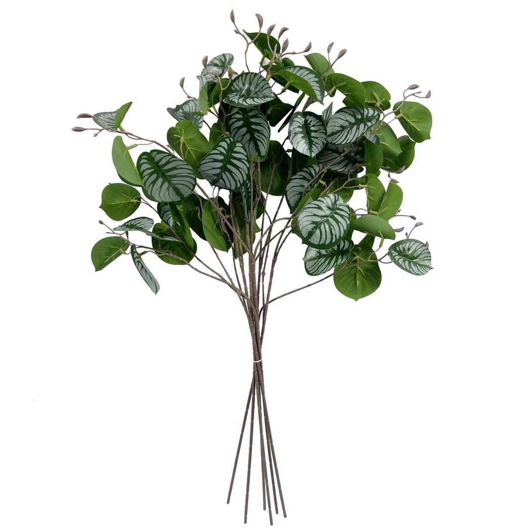 Pack of 6 Artificial Zebra Foliage Stems, 70cm – Wired Faux Greenery for Vases and Displays