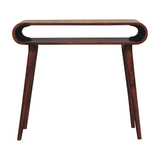 Artisan Furniture Solid Wood Amaya Nordic Open Console Table with 1 Shelf – Round Edges, Dark Brown