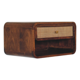 Artisan Furniture Solid Wood Chestnut Wall Mounted Woven Bedside, 1 Drawer & Shelf – Dark Brown