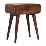 Artisan Furniture Solid Wood Avora Nightstand with 1 Drawer – Mid-Century Bedside Table, Chestnut Brown
