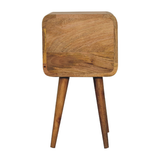 Artisan Furniture Solid Wood Mini Curved Bedside Table with 2 Drawers – Nordic Style, Oak-ish Brown