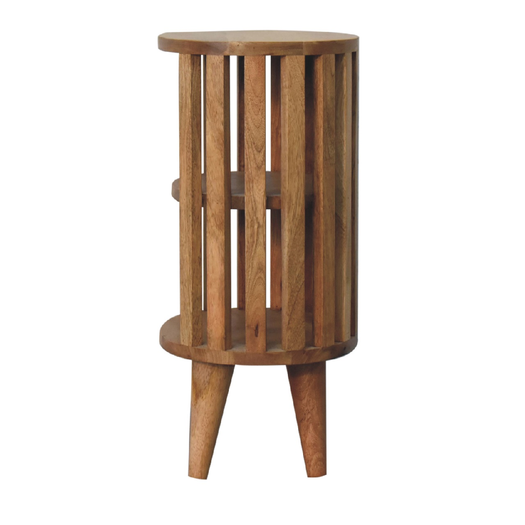 Artisan Furniture Ariella Double Shelf Bedside Table – Solid Mango Wood, Japanese-Inspired, Oak-ish, Brown