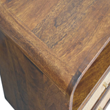 Artisan Furniture Solid Wood Larissa 2 Drawer Nightstand with Open Shelf – Rattan Bedside Table, Dark Brown