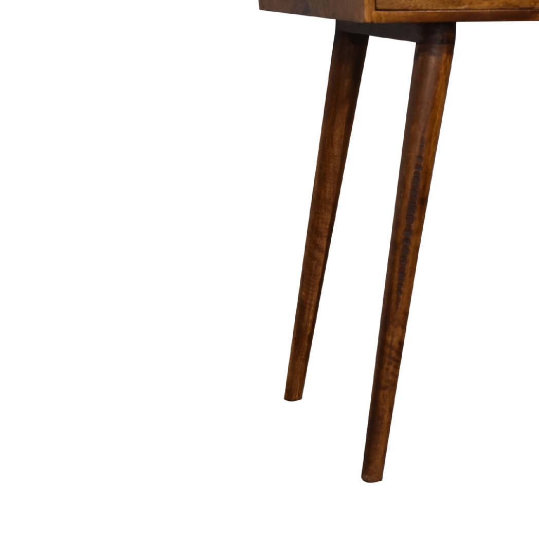 Artisan Furniture Solid Wood Foldable Mirror Dressing Table with 2 Drawers – Nordic Style, Chestnut Brown