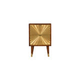 Artisan Furniture Solid Wood Manila Gold Chestnut Bedside Table, 2 Drawers & Brass Cap Feet – Brown