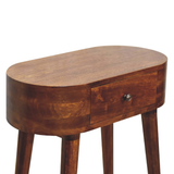 Artisan Furniture Solid Wood Mini Albion Console Table with Small Drawer – Compact Design, Chestnut Brown
