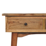 Artisan Furniture Solid Wood Mini Hallway Console Table with 2 Drawers – Nordic Design, Oak-ish, Brown