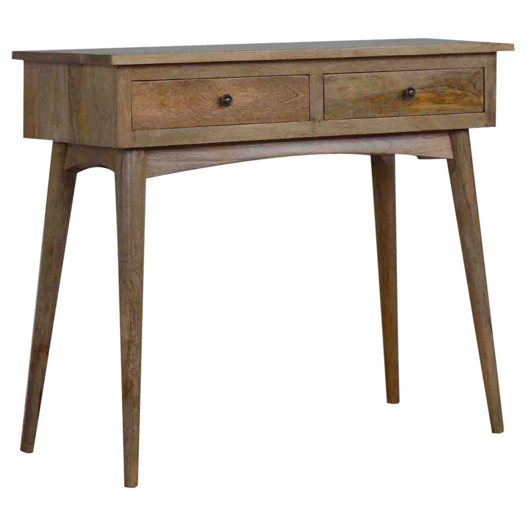 Artisan Furniture Hallway Console Table with 2 Drawers – Nordic Style Solid Mango Wood, Brown