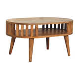 Artisan Ariella Solid Wood Coffee Table with Open Slot – Japandi Style Living Room Furniture, Brown