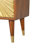 Artisan Furniture Solid Wood Manila Gold Chestnut Bedside Table, 2 Drawers & Brass Cap Feet – Brown