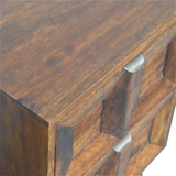 Artisan Furniture Solid Wood Quad Bedside Table with 2 Drawers – Nordic Style Mango Wood, Dark Brown
