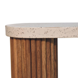 Artisan Furniture Solid Wood Serenity Coffee Table with White Terrazzo Top – Living Room Centrepiece, Brown & Grey