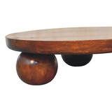 Artisan Furniture Central Ball Table in 100% Solid Mango Wood with Ball Feet – Living Room, Chestnut Brown