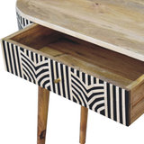 Artisan Furniture Solid Wood Edessa Bone Inlay Console Table with 1 Drawer – Boho Style, Black & White